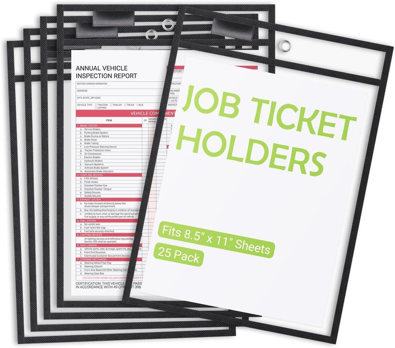 suituts 25 Pack Job Ticket Holders 10x13 Inches-Dry Erase Pockets Sleeves Shop Ticket Holder Reusable Plastic Pocket Protector Sleeves for Documents, Teacher Supplies - Image 1